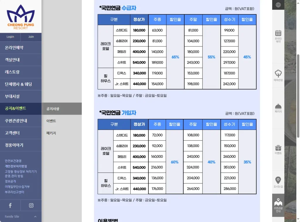 국민연금-관리공단-청풍리조트-예약-방법-1