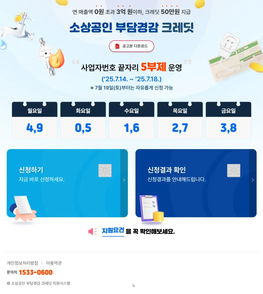 매출 3억 이하면 법인사업자도 소상공인 부담경감 크레딧 신청-1