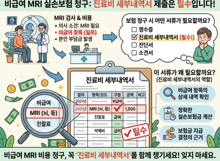 건강보험 비급여 MRI 검사 비용 실비 청구 시 진료비-1