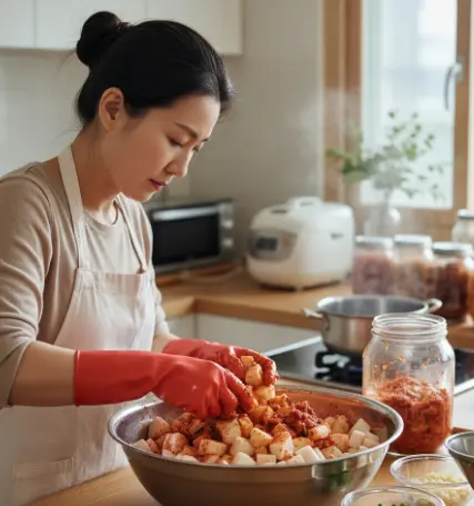 찹쌀풀없이 쉽게 깍두기 담그는법